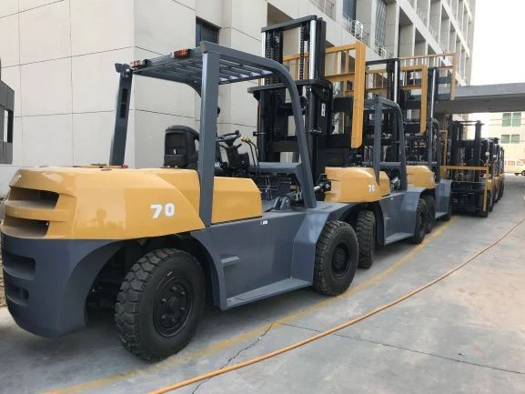 7 Ton Forklift Engine Mitsubishi Lift Height 6 Meter Mast 3 Stage Work For Logistics And Warehouse